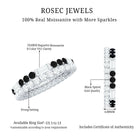 Certified Real 2 Row Black Spinel Eternity Ring with Moissanite AAA - Rosec Jewels