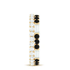 Certified Real 2 Row Black Spinel Eternity Ring with Moissanite AAA - Rosec Jewels