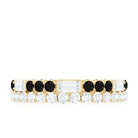 Certified Real 2 Row Black Spinel Eternity Ring with Moissanite AAA - Rosec Jewels