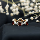 Art Deco Emerald Cut Garnet Eternity Band Ring with Moissanite AAA - Rosec Jewels