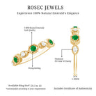 Certified Natural Emerald Art Deco Half Eternity Ring with Diamond AAA - Rosec Jewels
