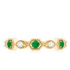 Certified Natural Emerald Art Deco Half Eternity Ring with Diamond AAA - Rosec Jewels
