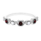 Rosec Jewels-Genuine Red Garnet Diamond Half Eternity Ring