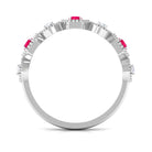 Vintage Style Ruby Diamond Half Eternity Ring for Women AAA - Rosec Jewels