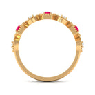 Vintage Style Ruby Diamond Half Eternity Ring for Women AAA - Rosec Jewels