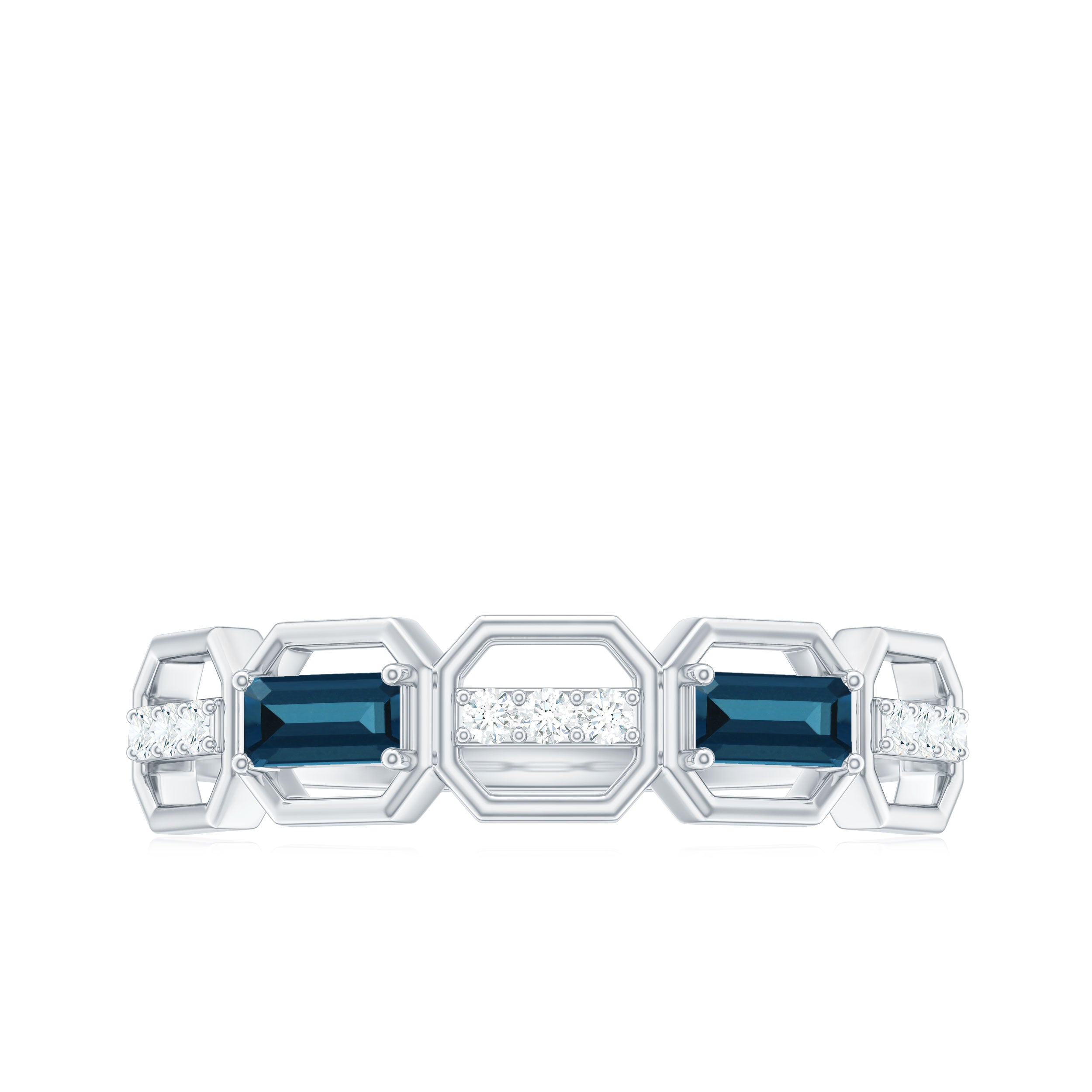 Rosec Jewels-Natural London Blue Topaz Designer Eternity Band with Diamond