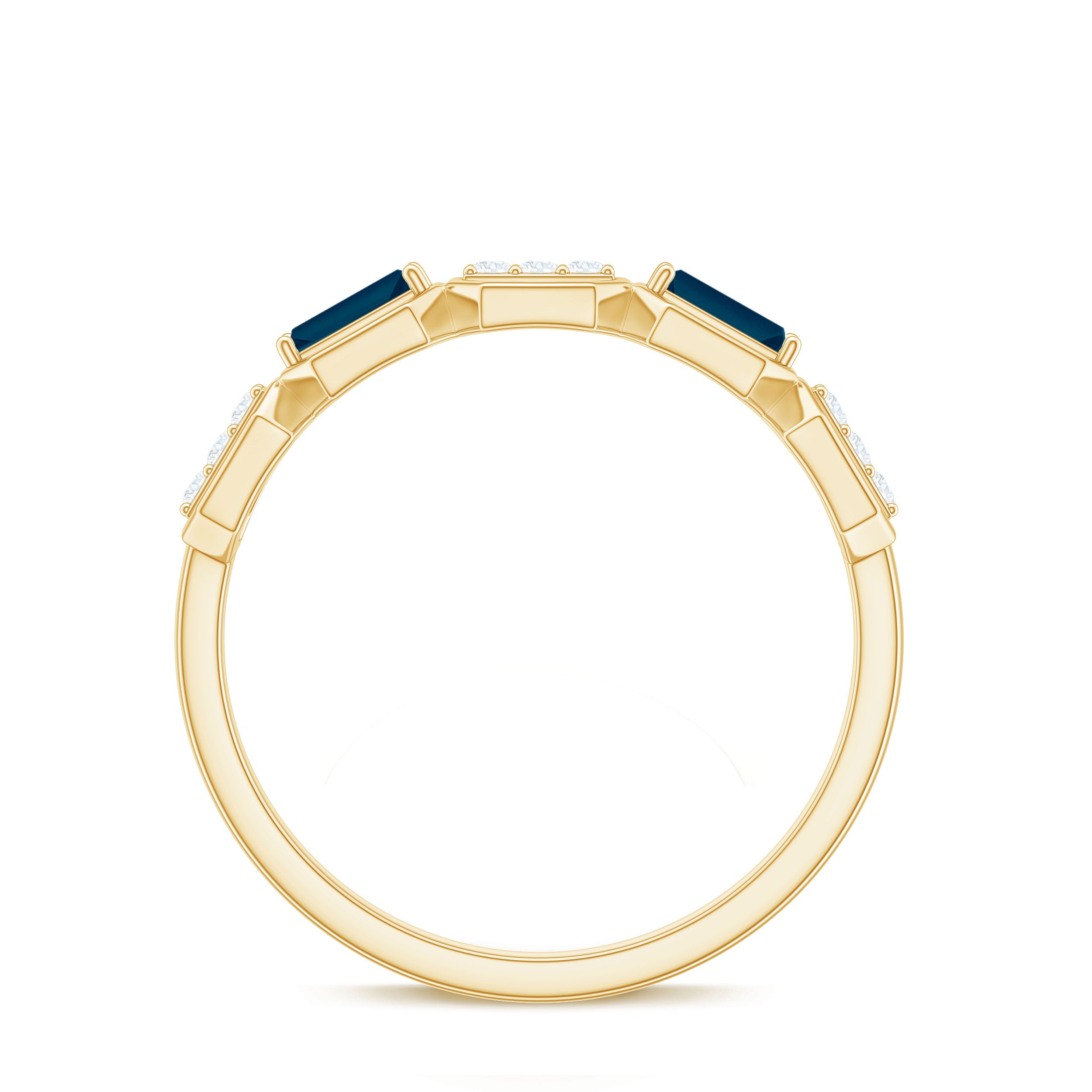 Rosec Jewels-Natural London Blue Topaz Designer Eternity Band with Diamond