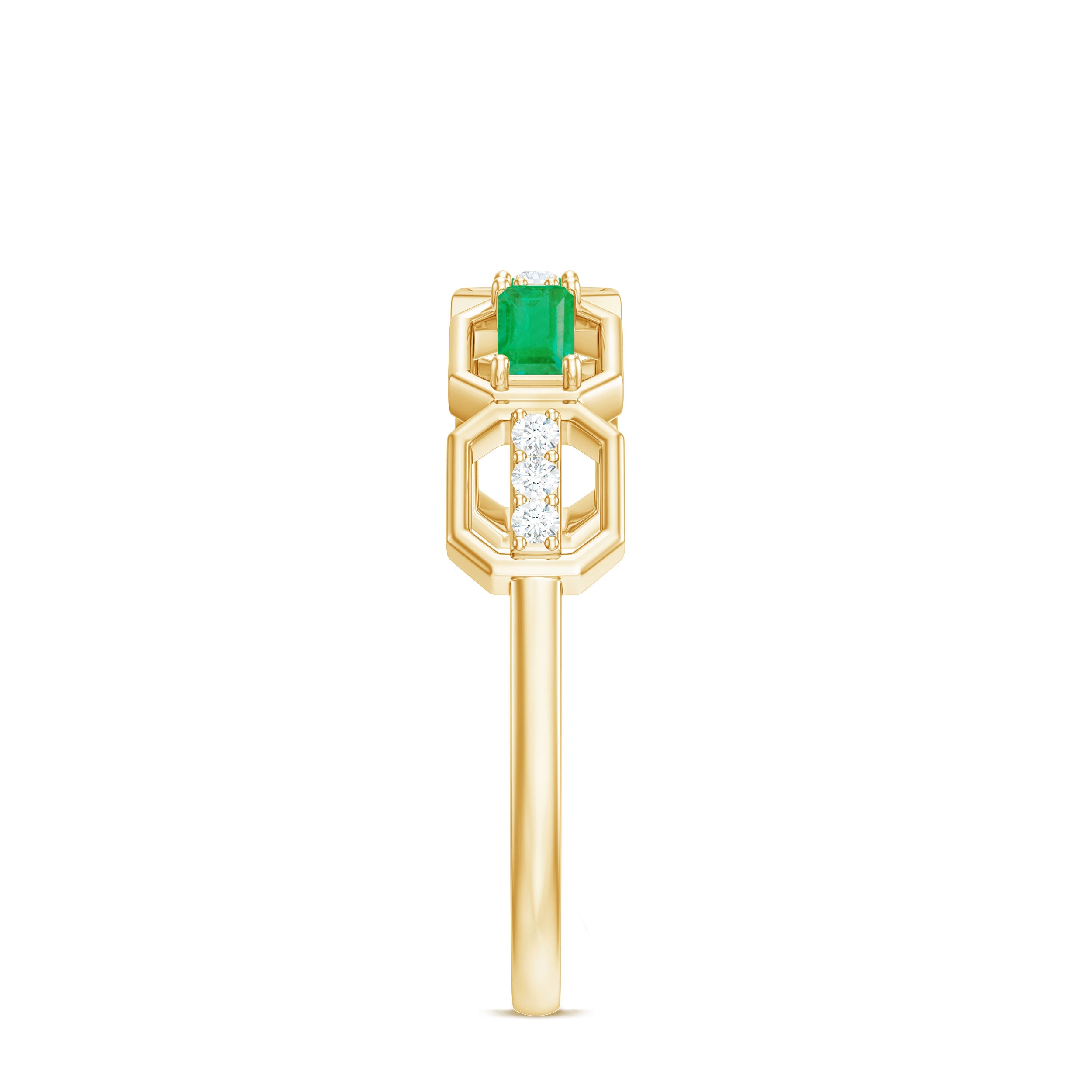 Rosec Jewels-Natural Baguette Emerald Diamond Anniversary Band Ring in East West Style