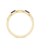 Natural Baguette Amethyst Half Eternity Wedding Band with Diamond AAA - Rosec Jewels
