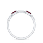 Rosec Jewels-Natural Baguette Ruby Band Ring with Diamond