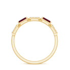 Rosec Jewels-Natural Baguette Ruby Band Ring with Diamond
