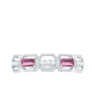 Pink Tourmaline and Diamond Geometric Half Eternity Ring AAA - Rosec Jewels