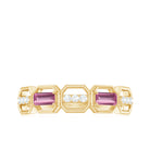 Pink Tourmaline and Diamond Geometric Half Eternity Ring AAA - Rosec Jewels