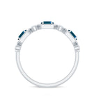 Rosec Jewels-Real Certified London Blue Topaz Halft Eternity Band Ring with Diamond