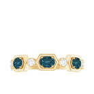 Rosec Jewels-Real Certified London Blue Topaz Halft Eternity Band Ring with Diamond