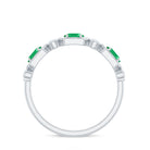 Classic Oval Emerald Diamond Half Eternity Band Ring in East West Style AAA - Rosec Jewels