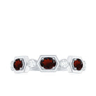 Natural Garnet Diamond Wedding Band With Certificate AAA - Rosec Jewels