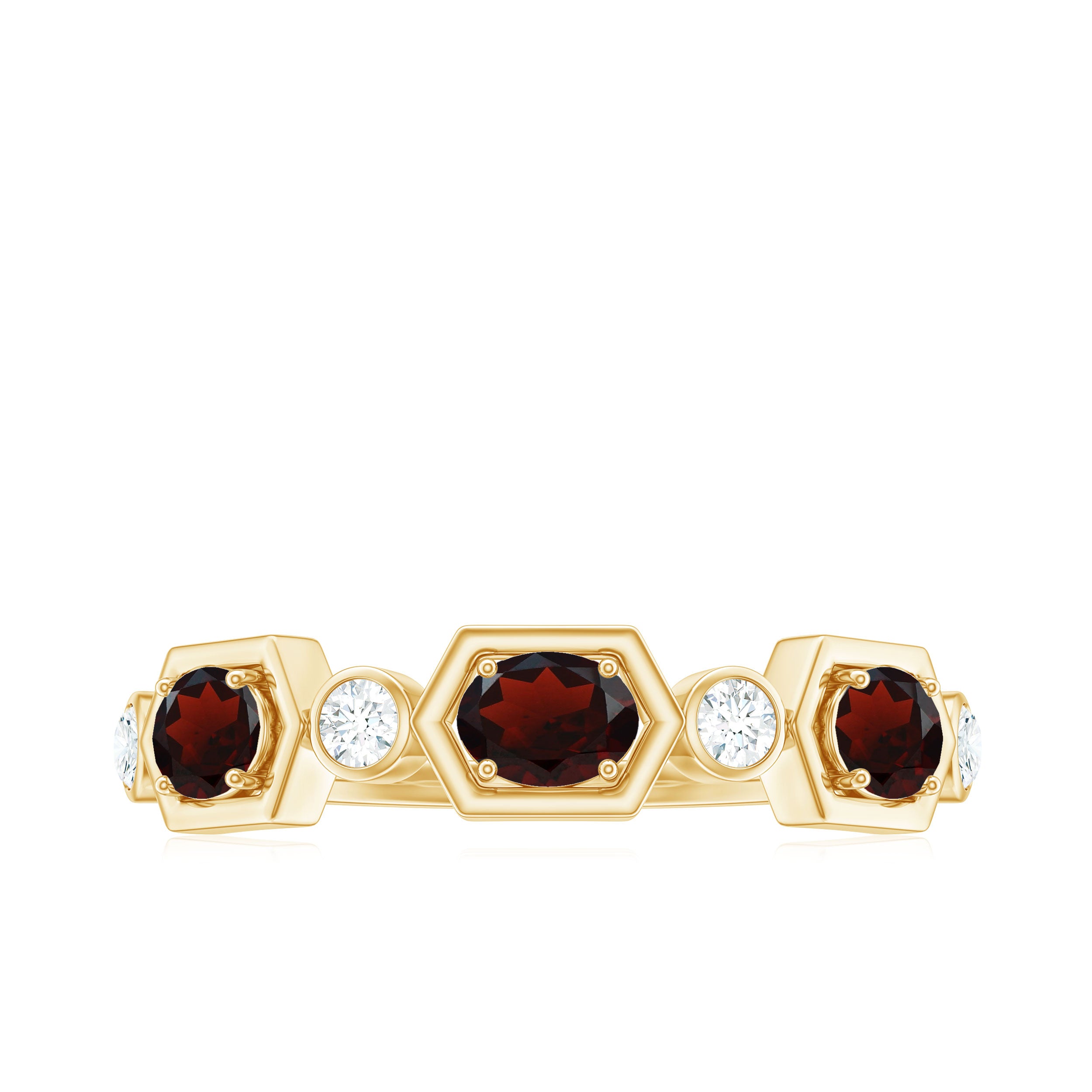 Natural Garnet Diamond Wedding Band With Certificate AAA - Rosec Jewels