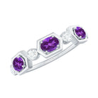 East West Style Amethyst Half Eternity Ring with Diamond AAA - Rosec Jewels