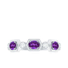 East West Style Amethyst Half Eternity Ring with Diamond AAA - Rosec Jewels