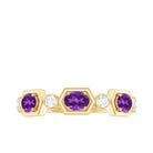 East West Style Amethyst Half Eternity Ring with Diamond AAA - Rosec Jewels