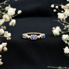 Rosec Jewels-Real Tanzanite and Diamond Half Eternity Ring