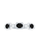 Real Black Spinel Diamond Half Eternity Ring in East West Style AAA - Rosec Jewels