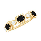 Real Black Spinel Diamond Half Eternity Ring in East West Style AAA - Rosec Jewels