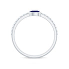 Rosec Jewels-Real Pear Shape Blue Sapphire Promise Ring with Diamond