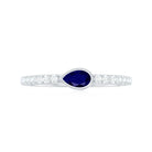 Rosec Jewels-Real Pear Shape Blue Sapphire Promise Ring with Diamond