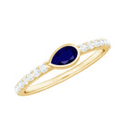 Rosec Jewels-Real Pear Shape Blue Sapphire Promise Ring with Diamond