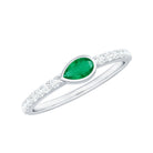 Rosec Jewels-Natural Pear Shape Emerald Diamond Promise Ring in Bezel Setting