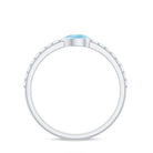 Pear Cut Aquamarine Promise Ring with Diamond AAA - Rosec Jewels