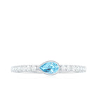 Pear Cut Aquamarine Promise Ring with Diamond AAA - Rosec Jewels