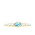 Pear Cut Aquamarine Promise Ring with Diamond AAA - Rosec Jewels