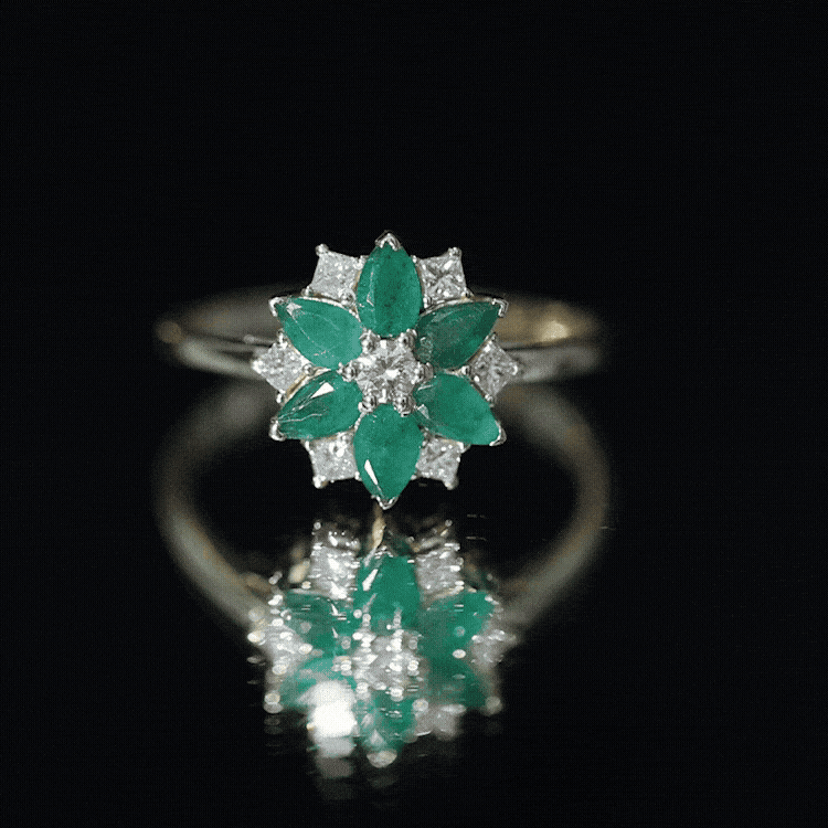 Genuine Emerald and Diamond Nature Inspired Statement Ring AAA - Rosec Jewels
