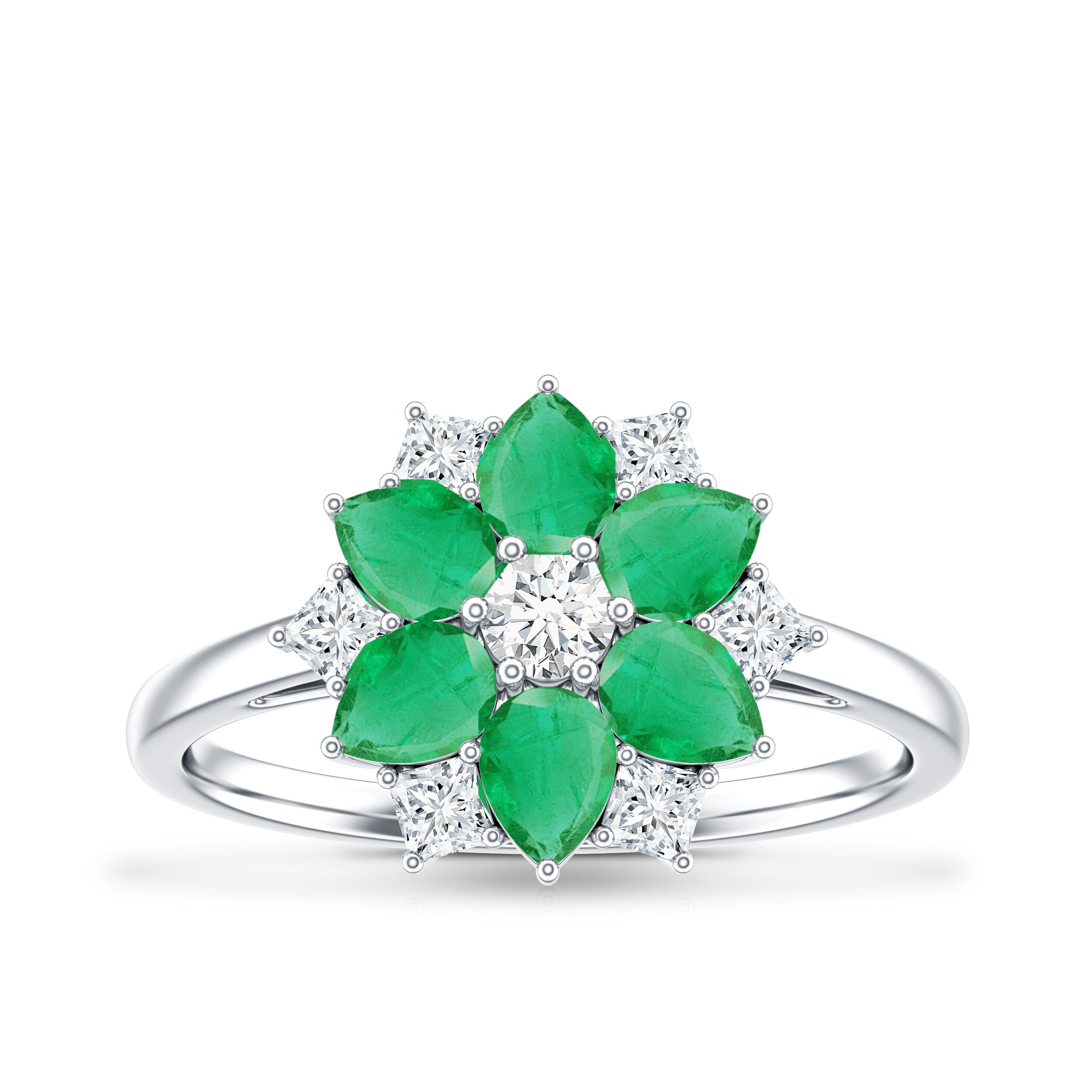 Genuine Emerald and Diamond Nature Inspired Statement Ring AAA - Rosec Jewels