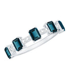 4X6mm Emerald Cut London Blue Topaz Half Eternity Band with Diamond AAA - Rosec Jewels