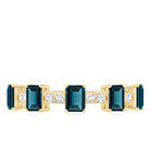 4X6mm Emerald Cut London Blue Topaz Half Eternity Band with Diamond AAA - Rosec Jewels