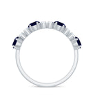 Rosec Jewels-Genuine Blue Sapphire Half Eternity Ring with Diamond