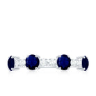 Rosec Jewels-Genuine Blue Sapphire Half Eternity Ring with Diamond