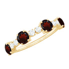 Rosec Jewels-Genuine Garnet Half Eternity Ring with Diamond
