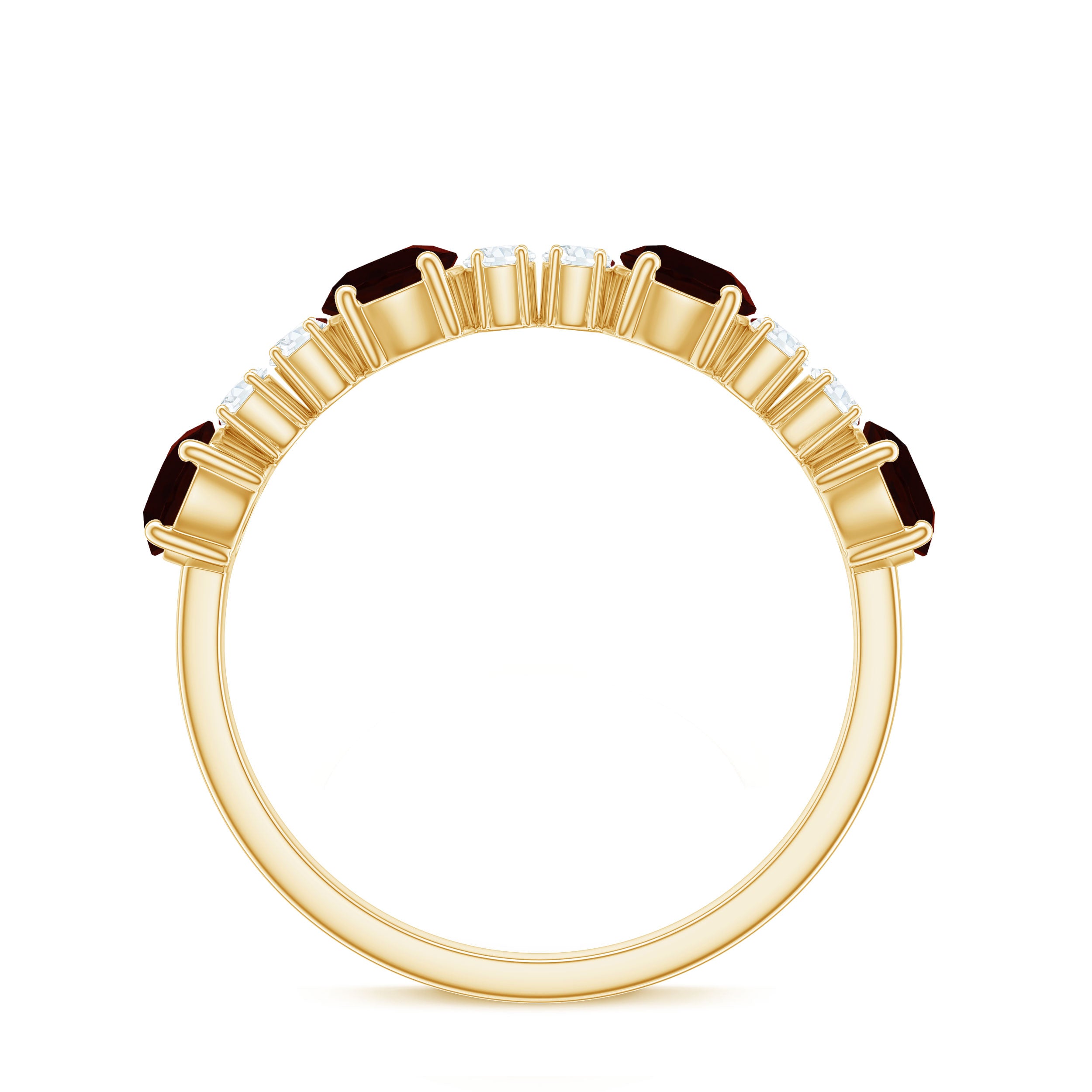 Rosec Jewels-Genuine Garnet Half Eternity Ring with Diamond