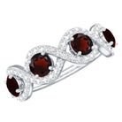 Natural Garnet Diamond Infinity Eternity Ring with Braided Shank AAA - Rosec Jewels