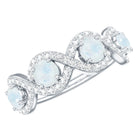 Genuine Moonstone Half Eternity Ring with Diamond AAA - Rosec Jewels