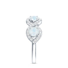 Genuine Moonstone Half Eternity Ring with Diamond AAA - Rosec Jewels