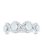 Genuine Moonstone Half Eternity Ring with Diamond AAA - Rosec Jewels