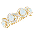 Genuine Moonstone Half Eternity Ring with Diamond AAA - Rosec Jewels