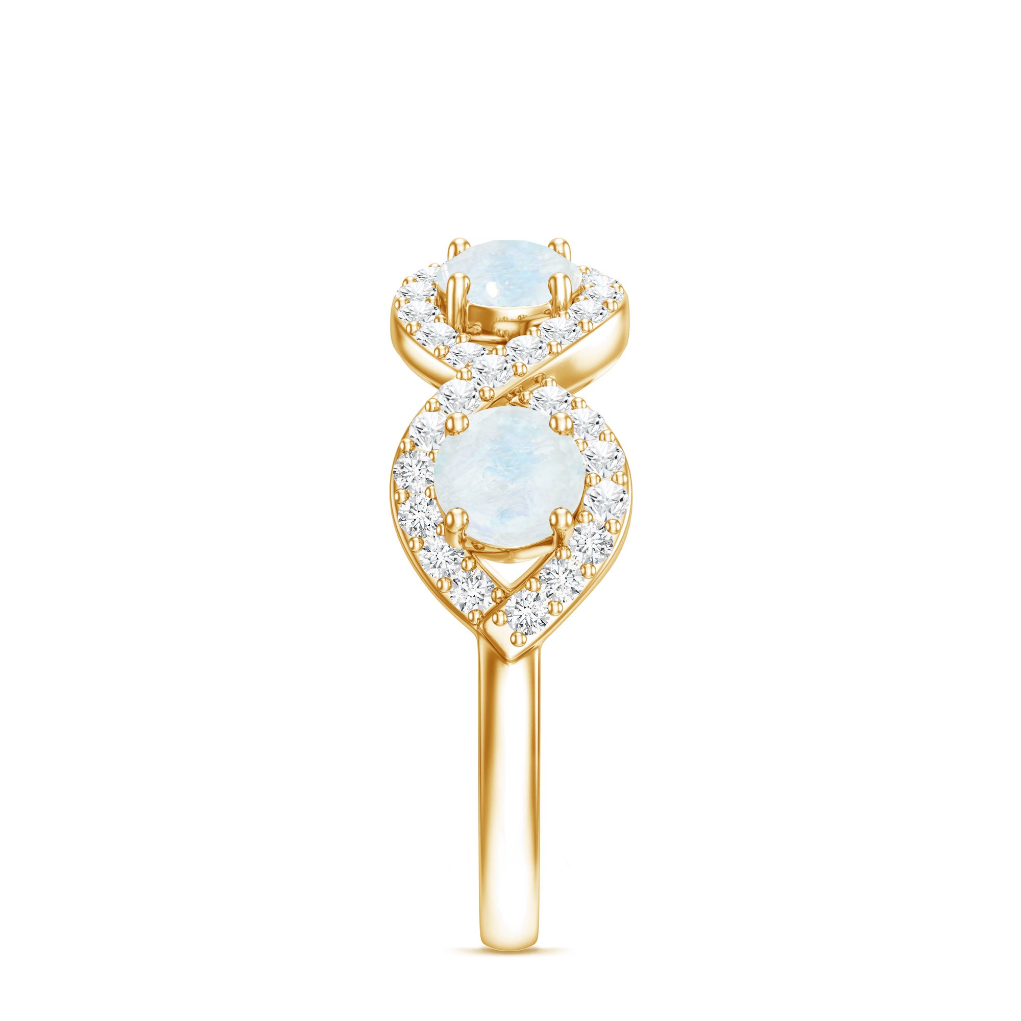 Genuine Moonstone Half Eternity Ring with Diamond AAA - Rosec Jewels