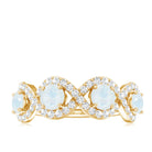Genuine Moonstone Half Eternity Ring with Diamond AAA - Rosec Jewels